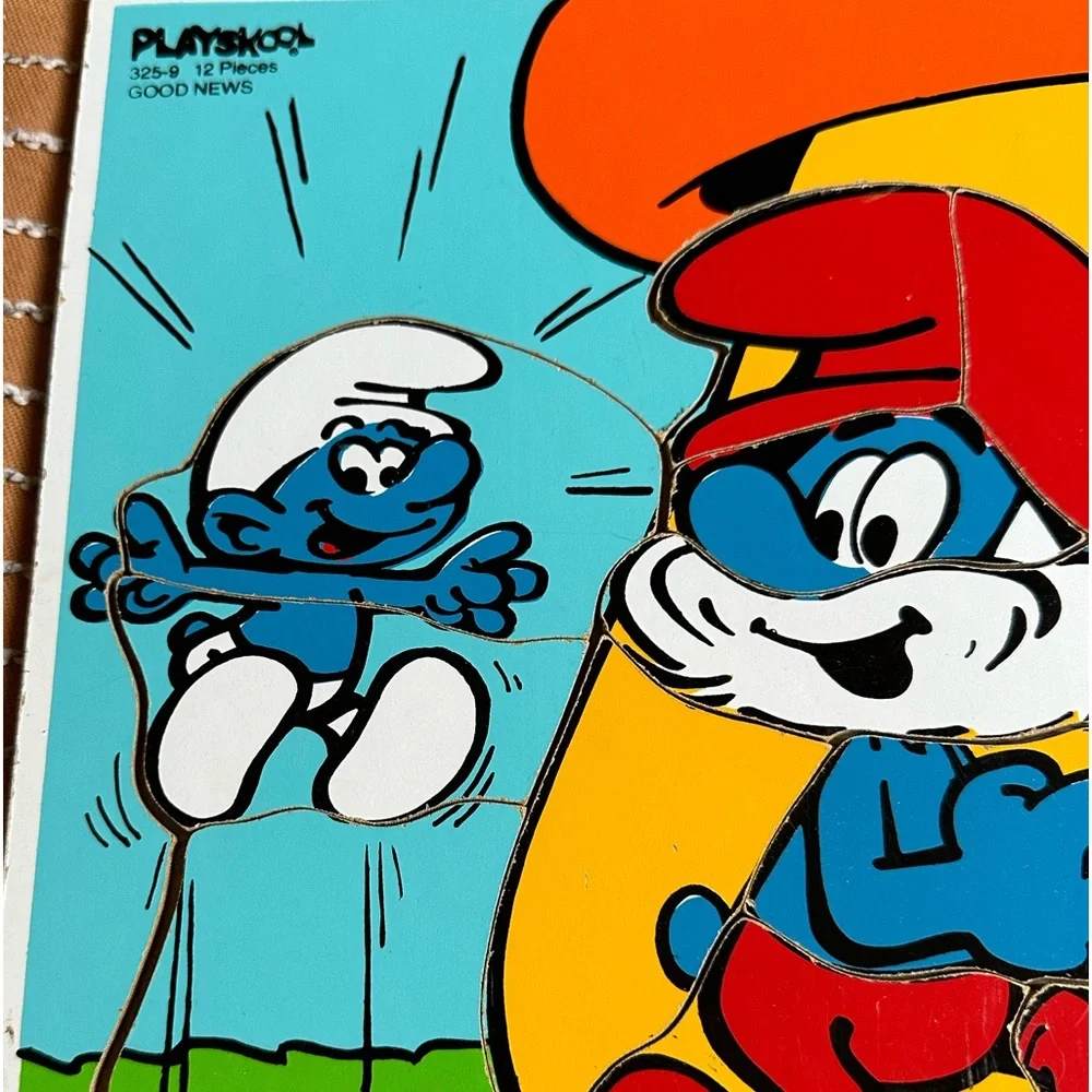 Vintage 1982 Made In The USA Playskool Wooden Smurf Puzzle